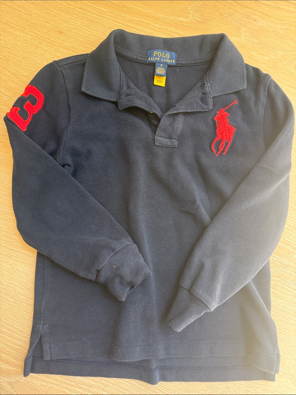 Polo by Ralph Lauren KIDS 5t Navy Long-Sleeve Polo with Red Pony & Sleeve Patch